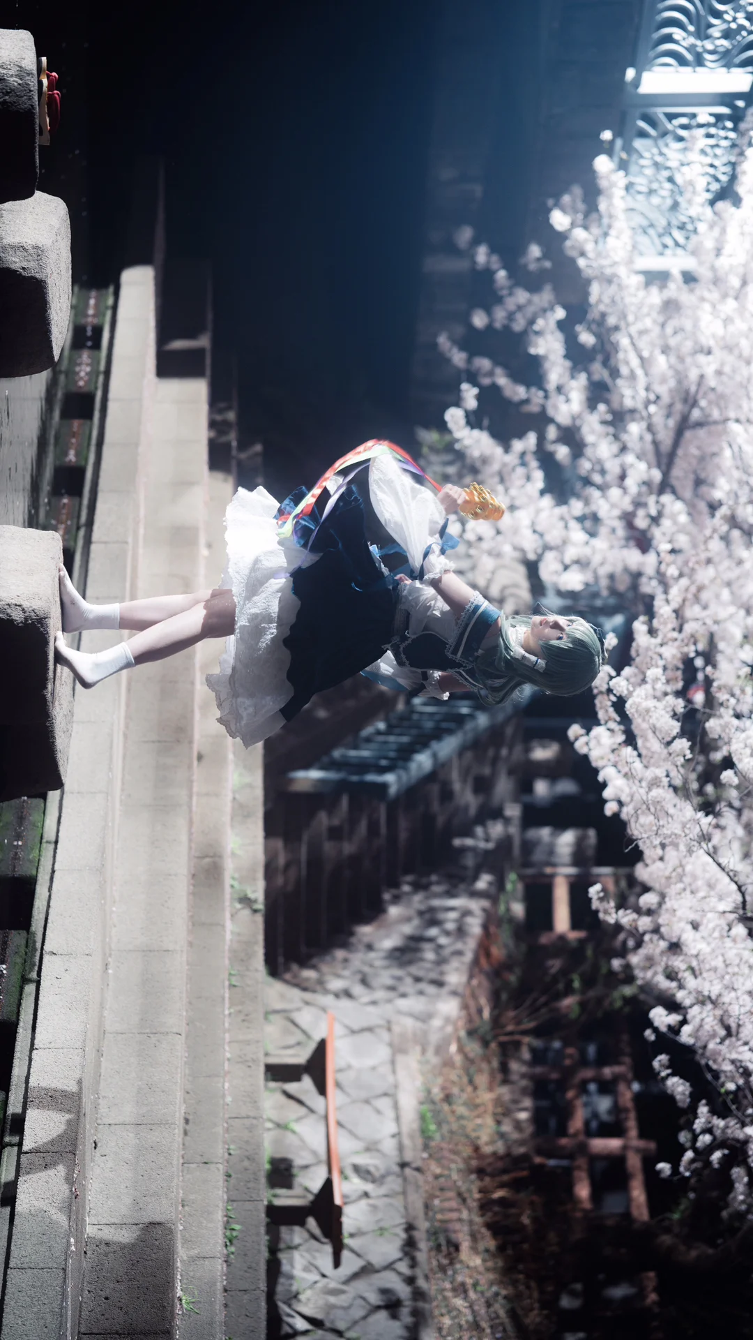 二次元撮影, 東方Project, イベント写真, 東風谷早苗 コスプレ, 夜桜写真 - 8枚目