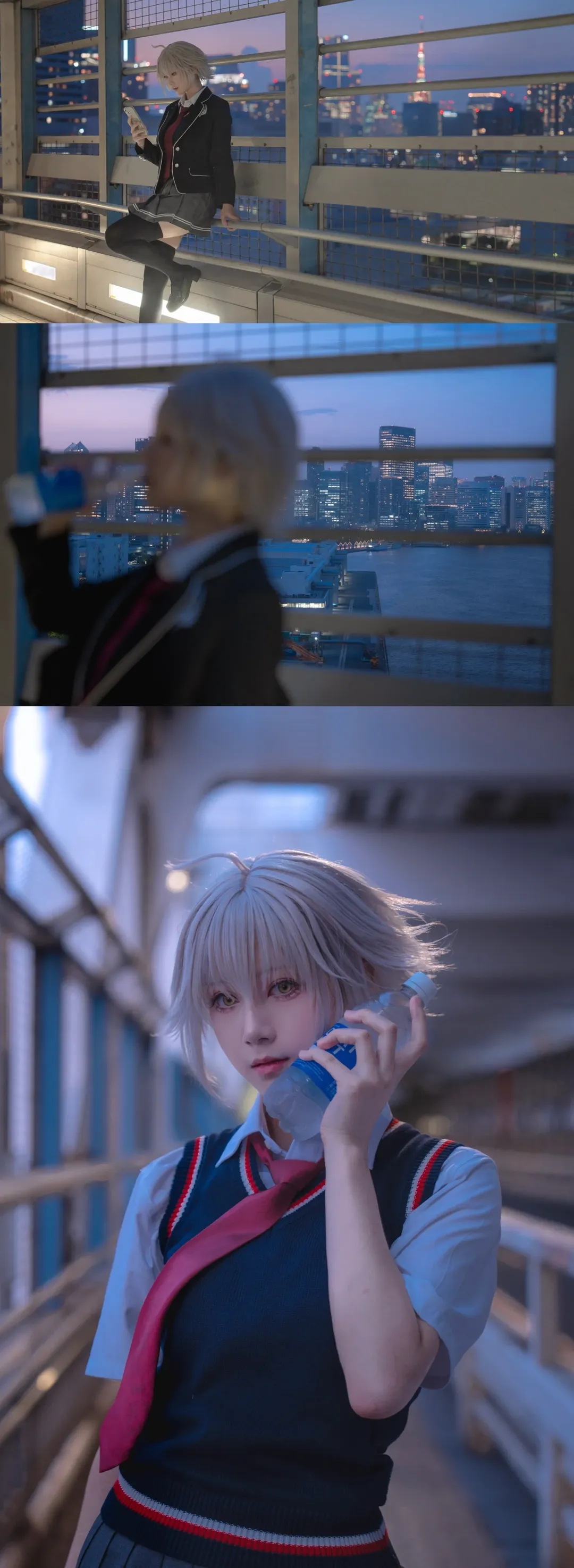 Fate/Grand Order, JK制服, cosplay摄影, 黑贞cos, 都市夜景 - 第12张