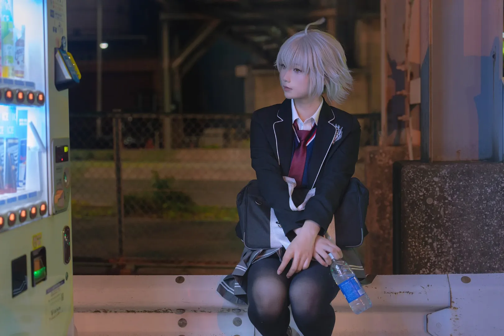 Fate/Grand Order, JK制服, cosplay摄影, 黑贞cos, 都市夜景 - 第15张
