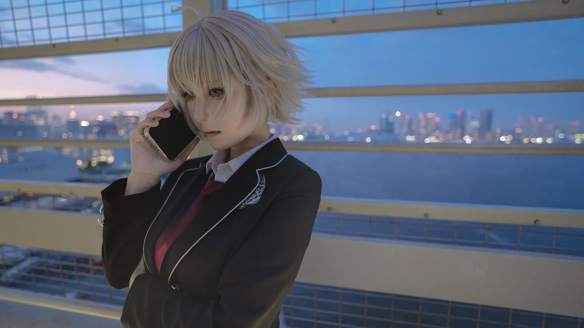 Fate/Grand Order, JK制服, cosplay摄影, 黑贞cos, 都市夜景 - 第3张