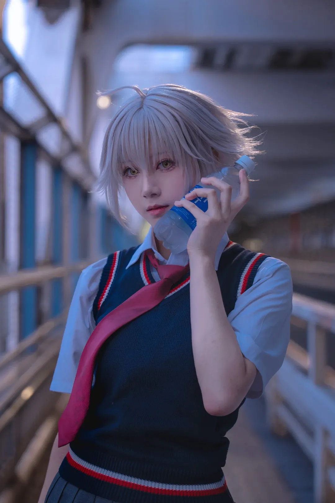 Fate/Grand Order, JK制服, cosplay摄影, 黑贞cos, 都市夜景 - 第6张