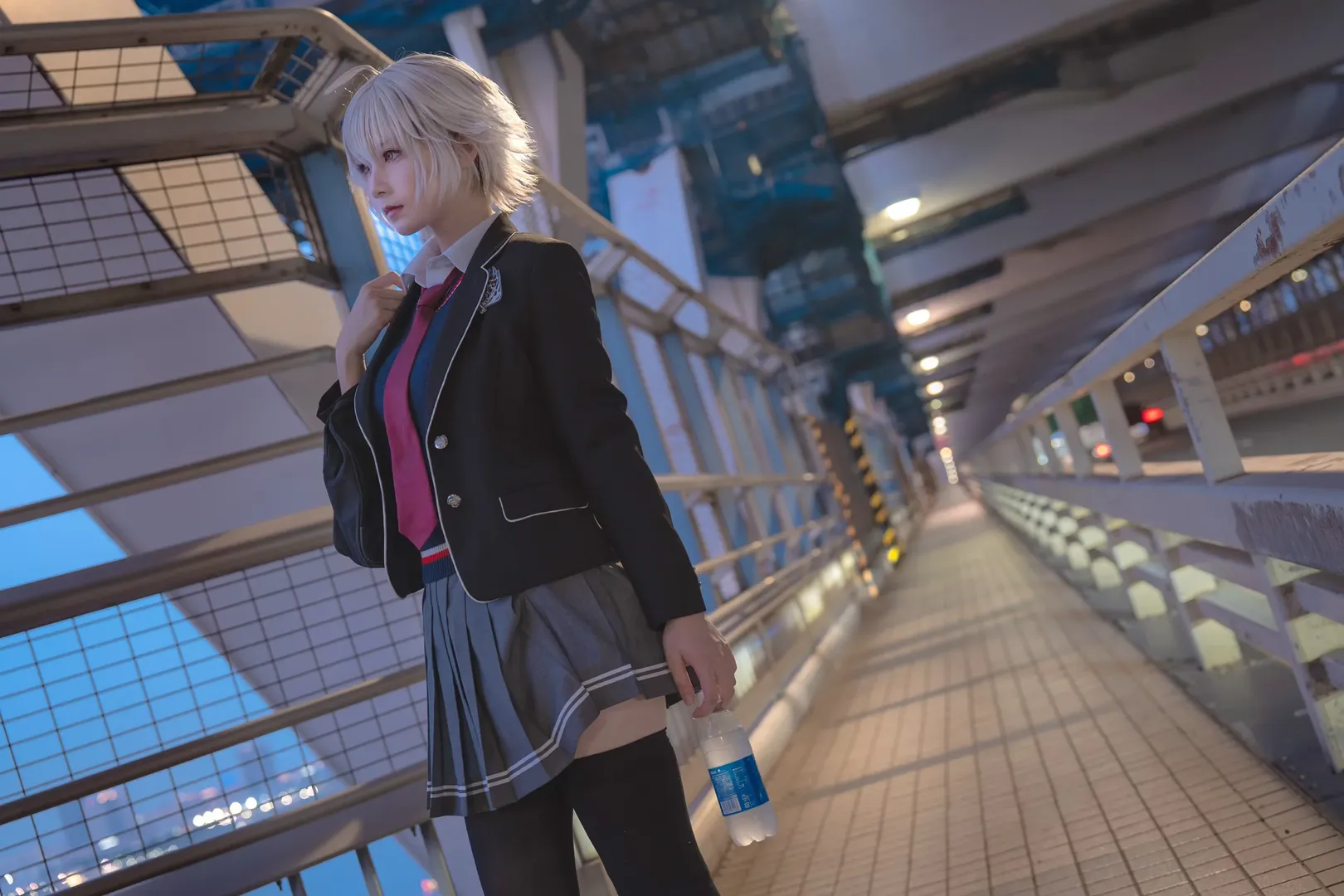 Fate/Grand Order, JK制服, cosplay摄影, 黑贞cos, 都市夜景 - 第8张