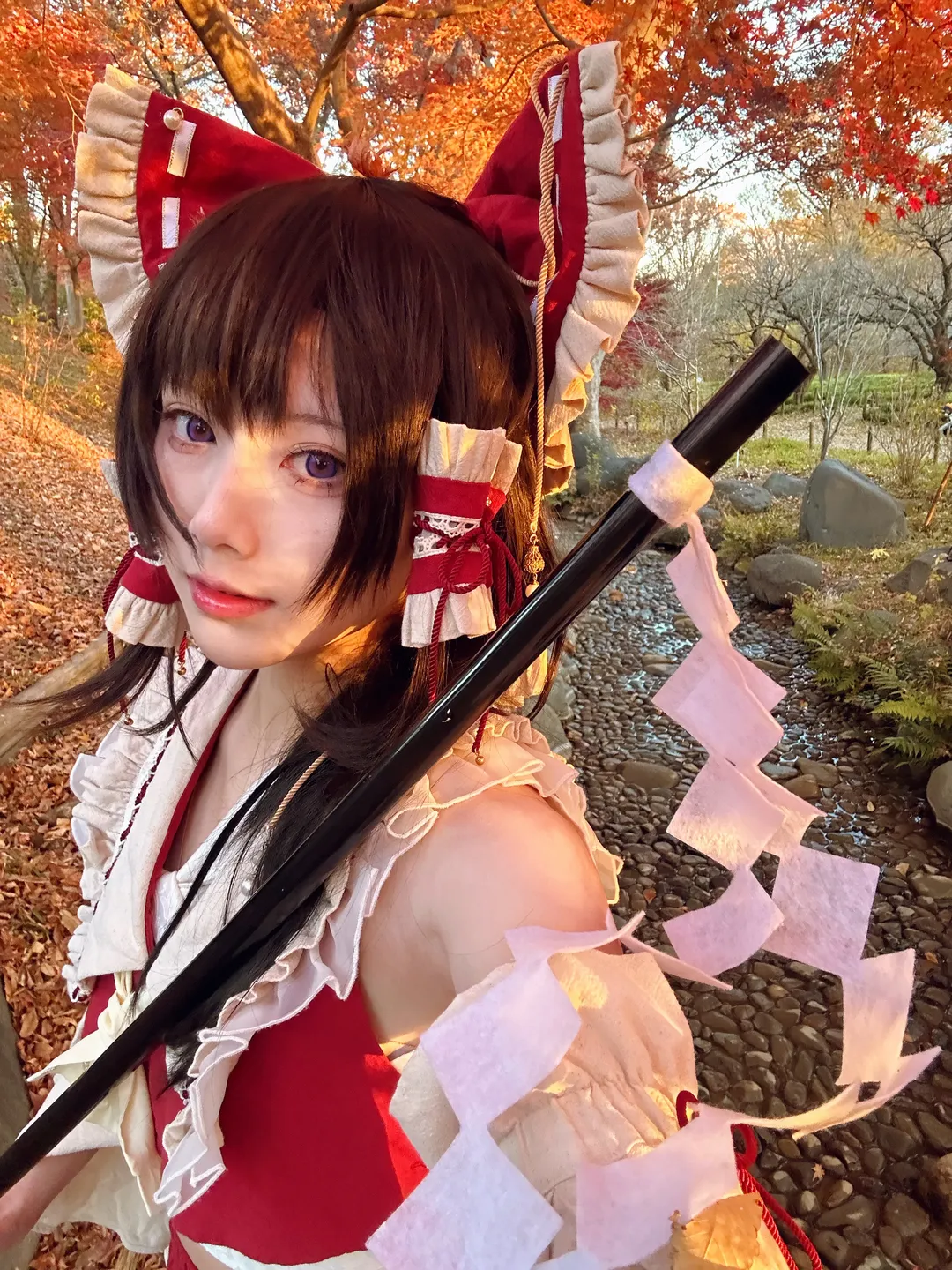 角色扮演, 博麗靈夢cos, 東方project, 紅葉攝影, 秋日戶外 - 第1張