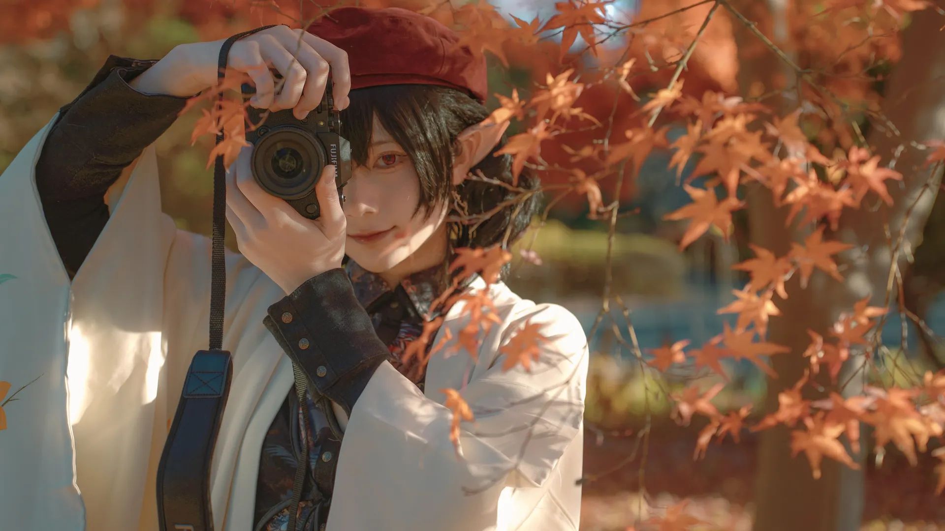 东方Project, 氛围感写真, 射命丸文cos, cosplay摄影, 秋日外景 - 第5张