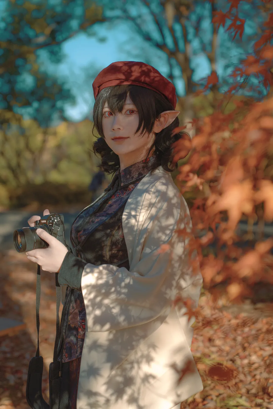 东方Project, 氛围感写真, 射命丸文cos, cosplay摄影, 秋日外景 - 第6张