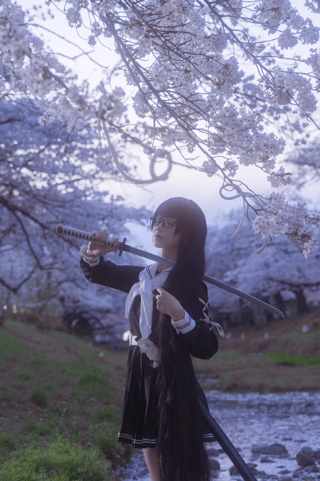 Fate/Grand Order, cosplay摄影, 樱花写真, 黑姬cos, 武士刀少女 - 第1张