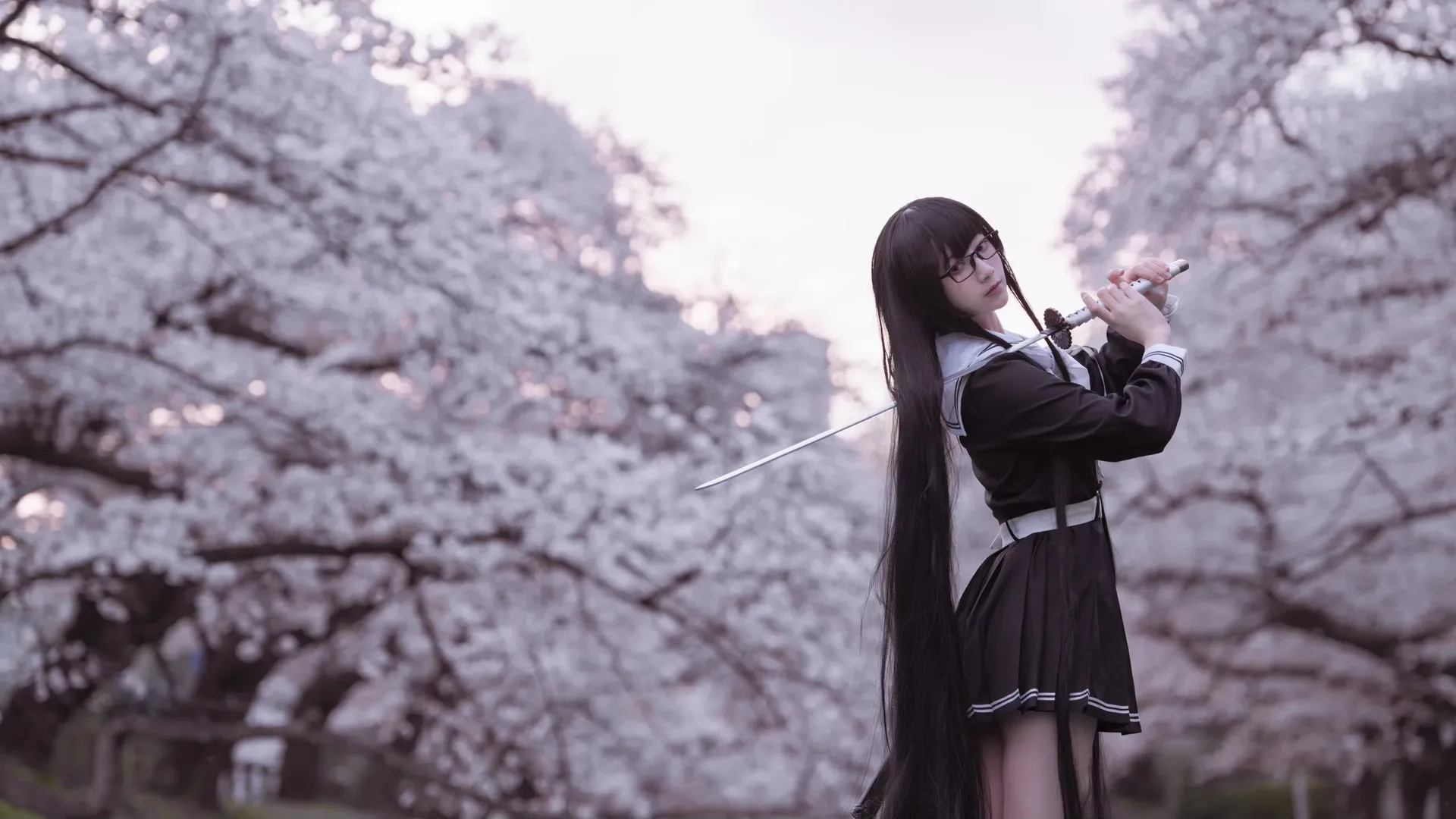 Fate/Grand Order, cosplay摄影, 樱花写真, 黑姬cos, 武士刀少女 - 第6张