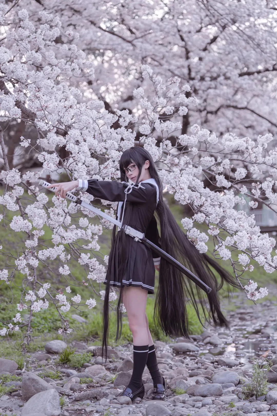 Fate/Grand Order, cosplay摄影, 樱花写真, 黑姬cos, 武士刀少女 - 第8张