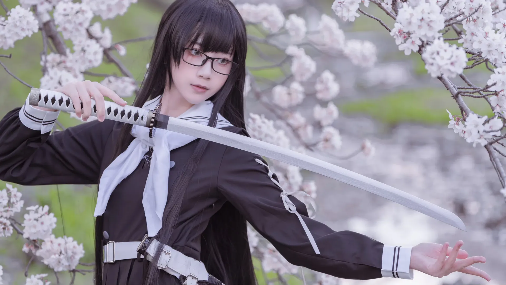 Fate/Grand Order, cosplay摄影, 樱花写真, 黑姬cos, 武士刀少女 - 第9张