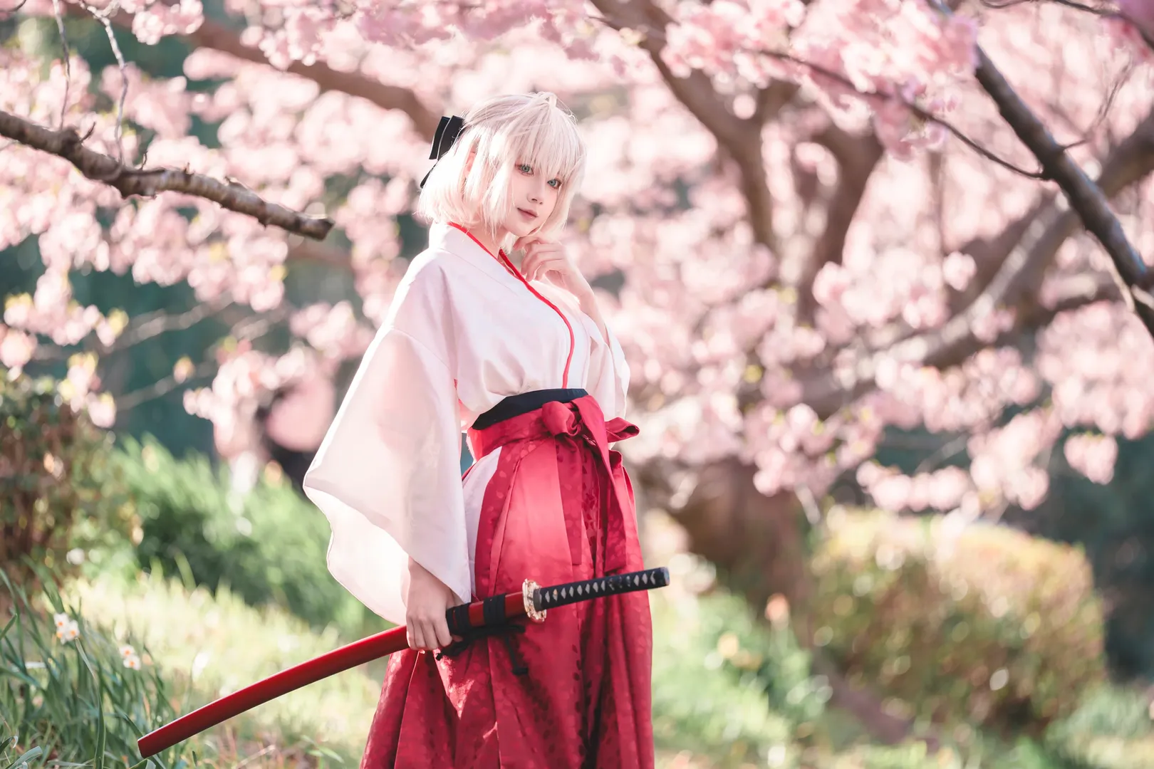 二次元撮影, Fate/Grand Order, 沖田総司 コスプレ, 和風コスプレ, 桜フォトグラフ