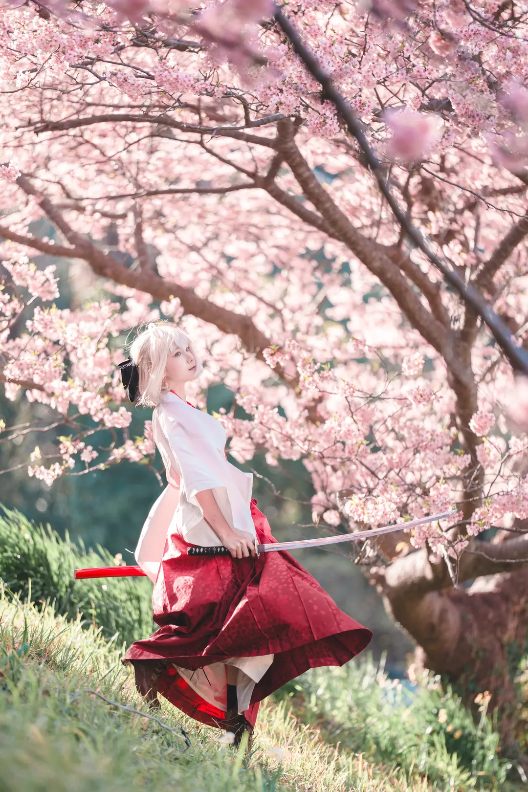 二次元摄影, Fate/Grand Order, 冲田总司cos, 和风cosplay, 樱花写真 - 第6张