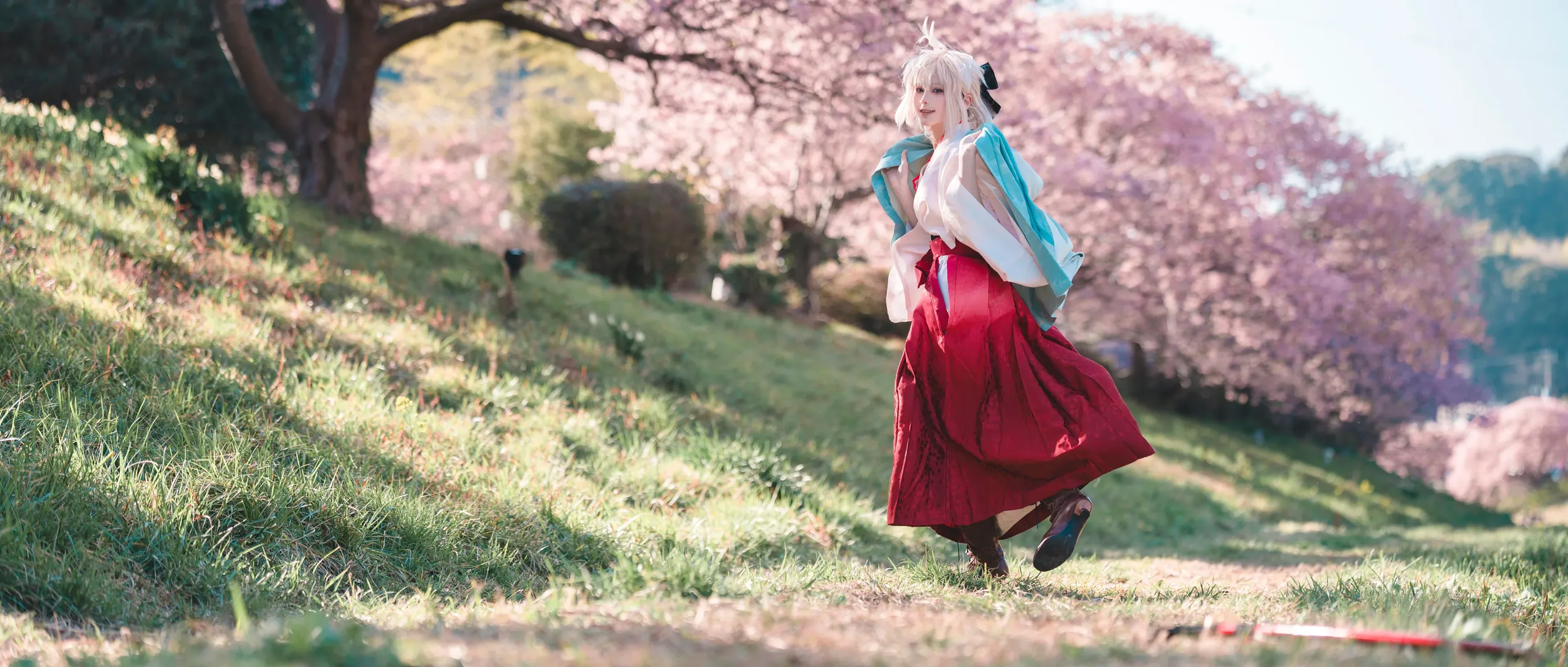 二次元摄影, Fate/Grand Order, 冲田总司cos, 和风cosplay, 樱花写真 - 第7张
