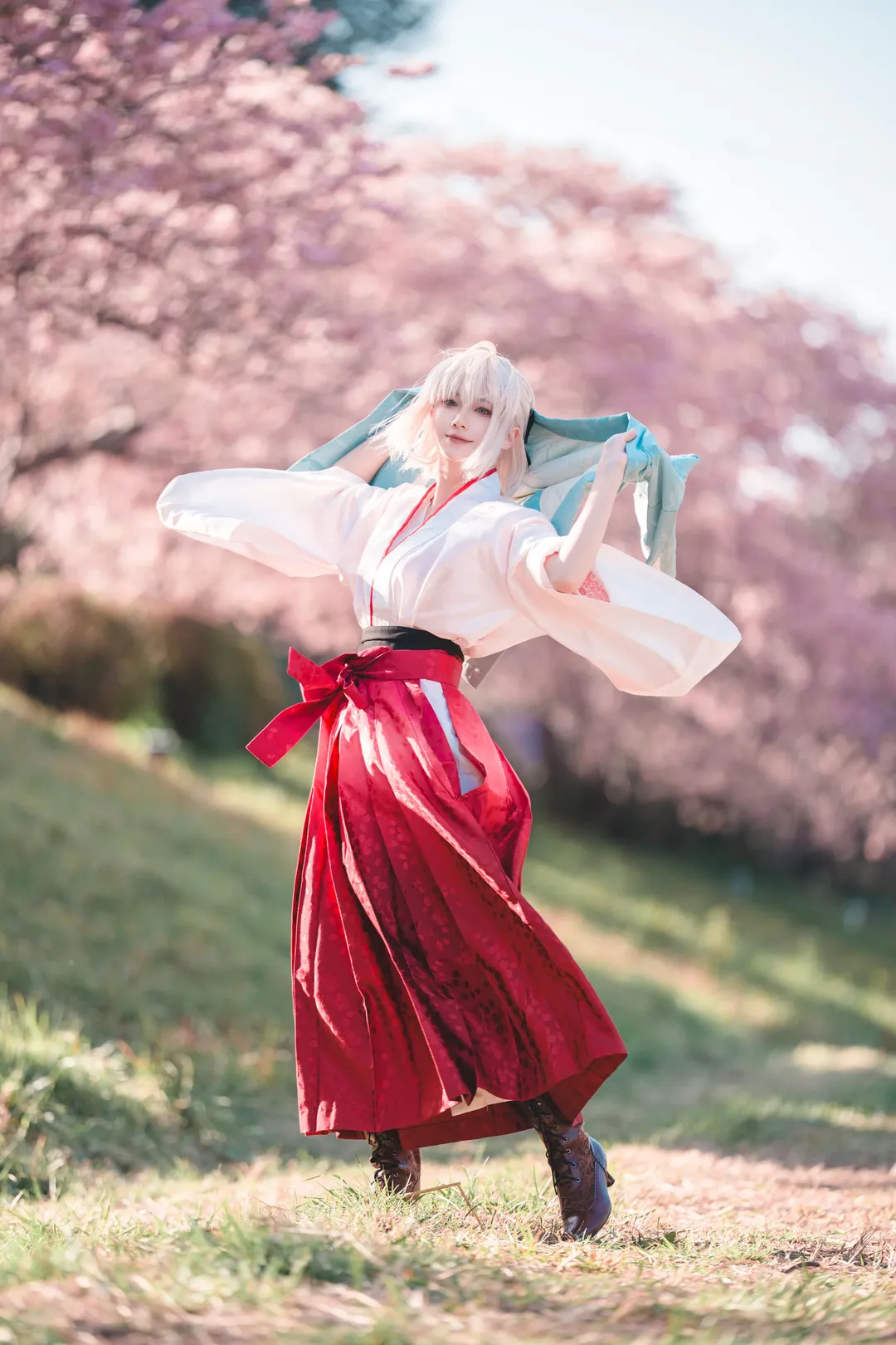 二次元摄影, Fate/Grand Order, 冲田总司cos, 和风cosplay, 樱花写真 - 第9张