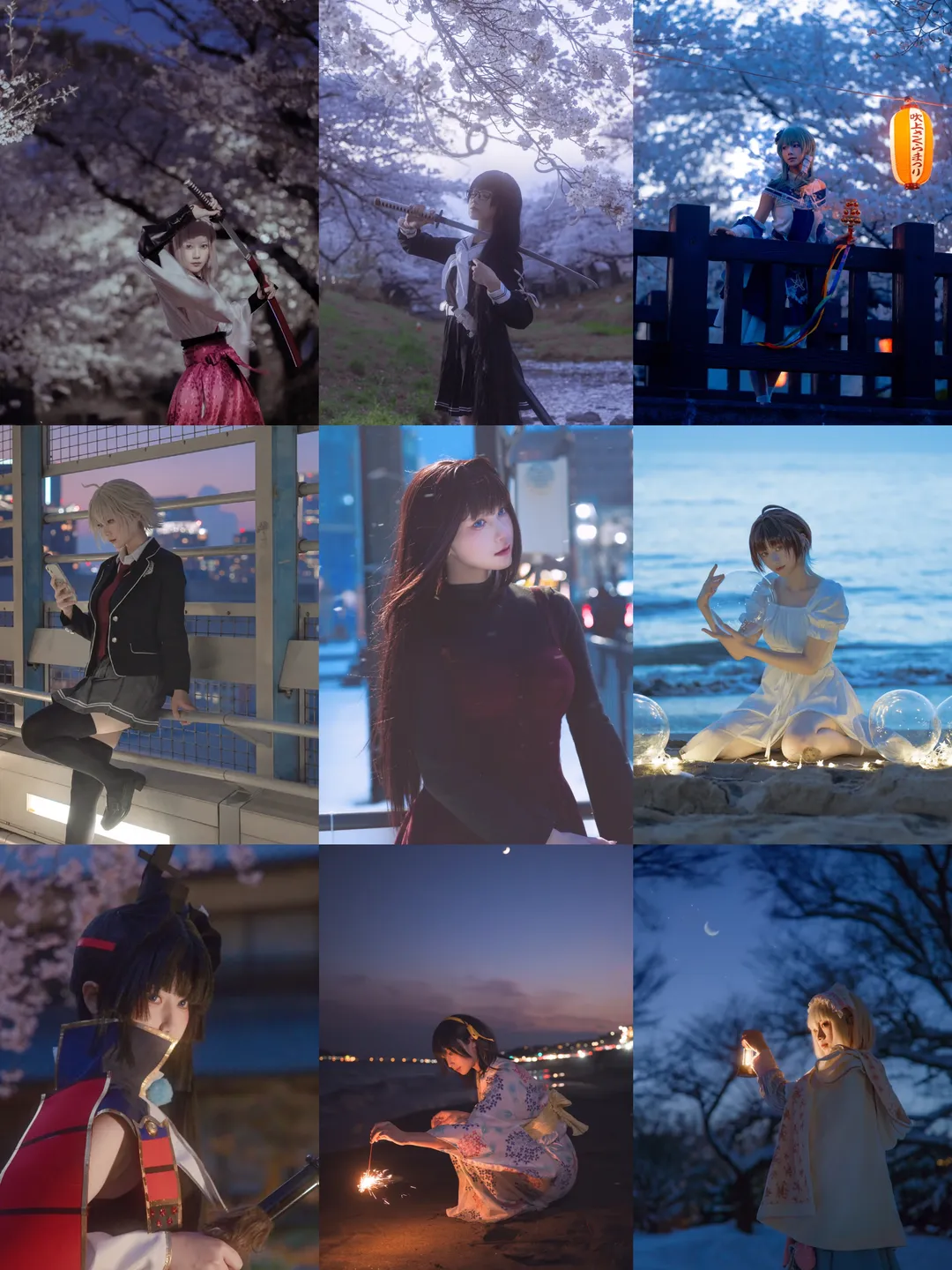 二次元撮影, 雰囲気のある写真, 夜景ポートレート撮影, ブルーアワーコスプレ, 雪景色コスプレ - 1枚目