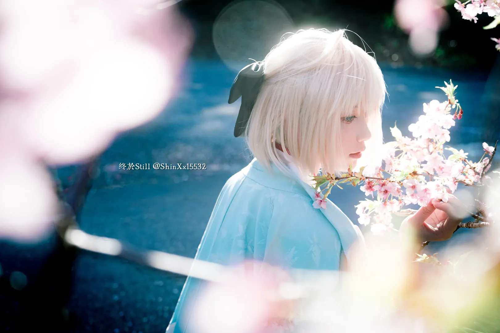 Fate/Grand Order, 二次元cosplay, 冲田总司cos, 樱花写真, 和服摄影 - 第10张