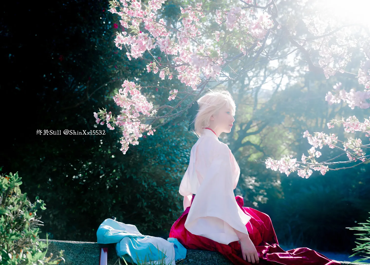 Fate/Grand Order, 二次元cosplay, 冲田总司cos, 樱花写真, 和服摄影 - 第7张