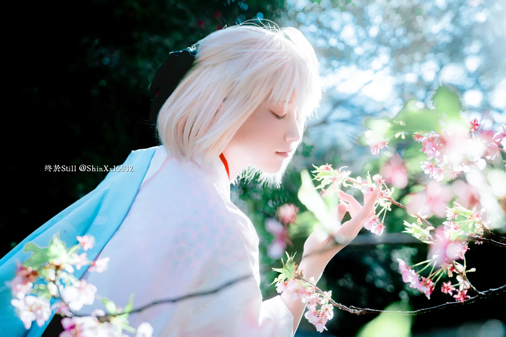Fate/Grand Order, 二次元cosplay, 冲田总司cos, 樱花写真, 和服摄影 - 第8张