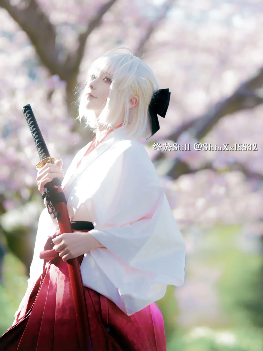 Cosplay摄影, FGO, 冲田总司cos, 樱花外景, 和风cosplay - 第1张