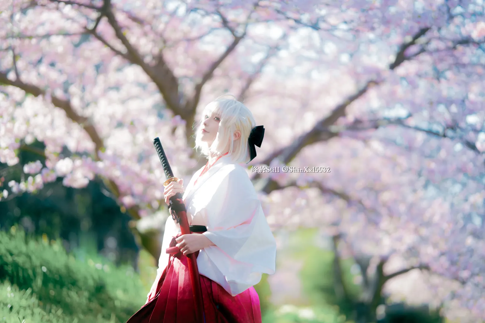 Cosplay摄影, FGO, 冲田总司cos, 樱花外景, 和风cosplay - 第2张