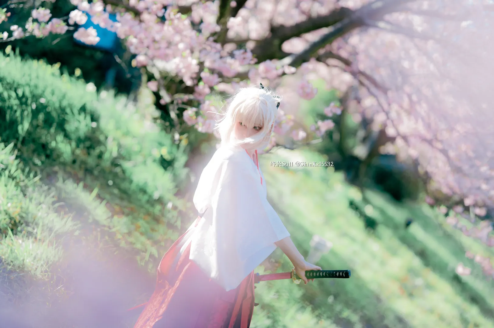 Cosplay摄影, FGO, 冲田总司cos, 樱花外景, 和风cosplay - 第6张