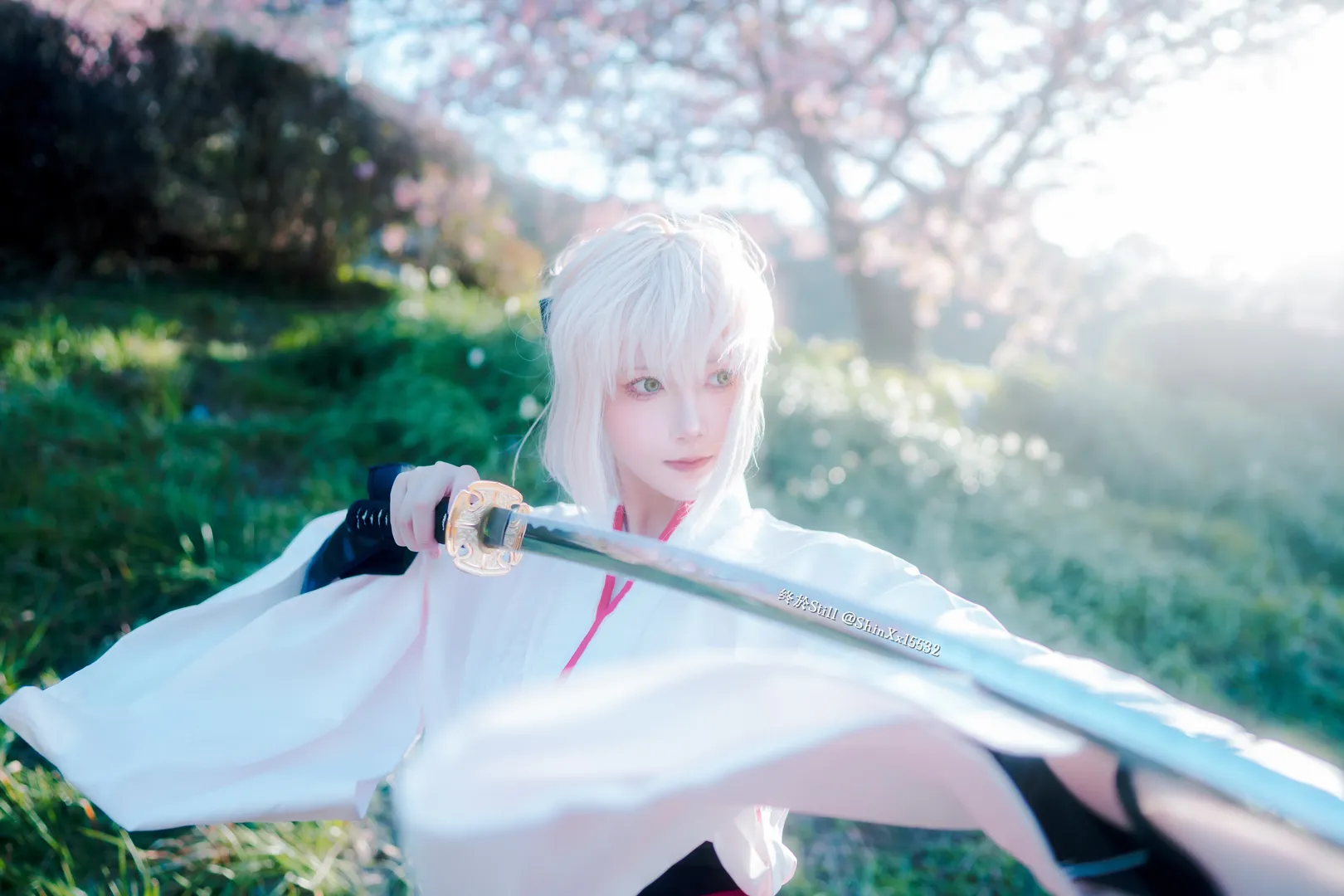 Cosplay摄影, FGO, 冲田总司cos, 樱花外景, 和风cosplay - 第8张