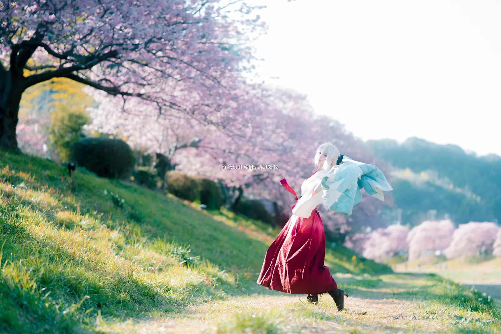 氛围感摄影, Fate/Grand Order, 冲田总司cos, 樱花外景, 羽织和服 - 第7张
