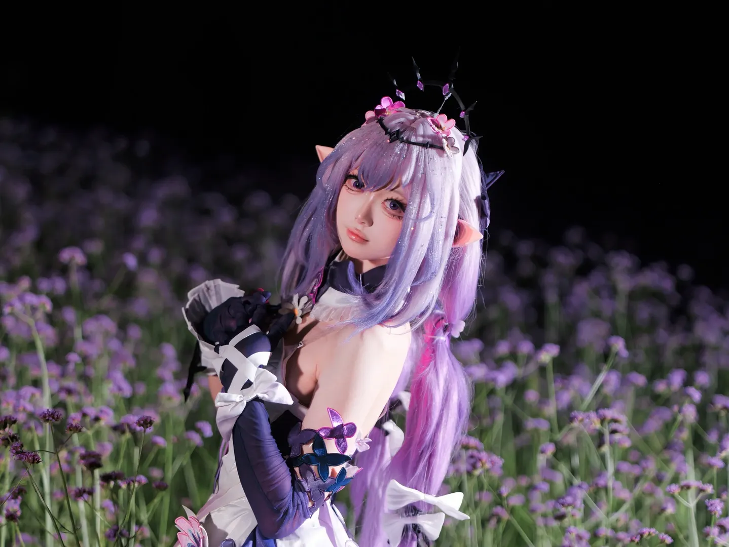 崩壊：スターレイル, キャストリス コスプレ, コスプレ撮影, エルフ コスプレ, 夜の花畑 - 2枚目