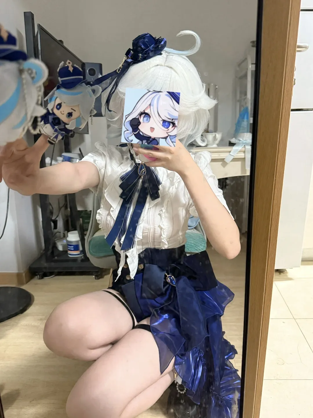 原神, 芙宁娜cos, 原神cosplay, 印象服试穿, 蓝白配穿搭 - 第3张