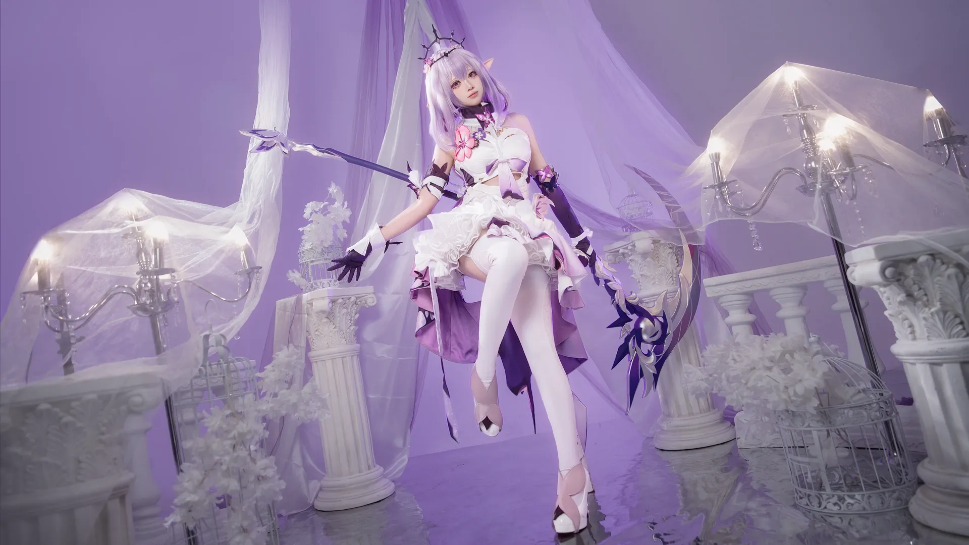 Anime-style photography, Honkai: Star Rail, Castorice cosplay, Cosplay photoshoot, Chrysos Heirs