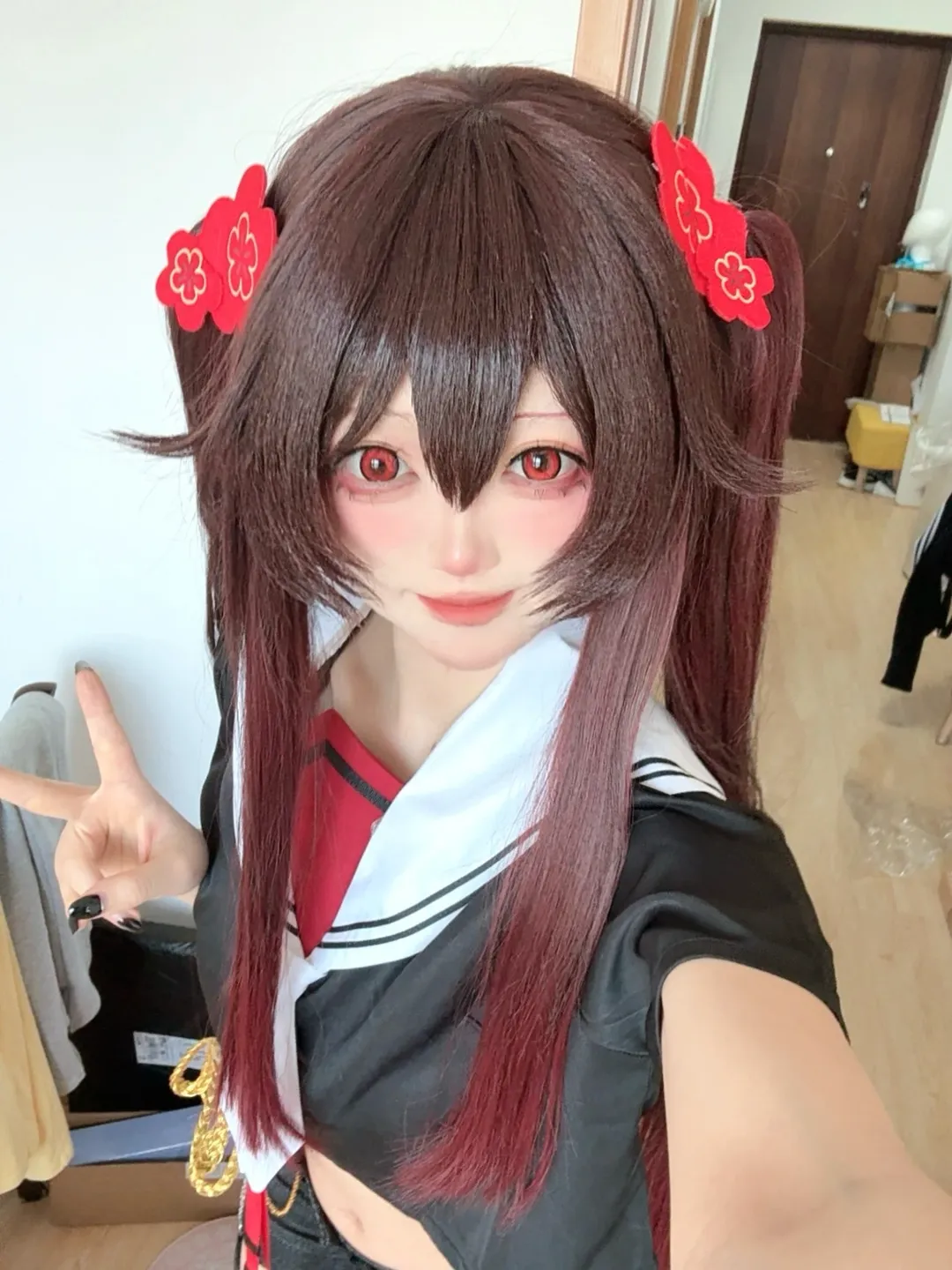 原神, 二次元穿搭, 胡桃cos, 同人设cosplay, 滑板
