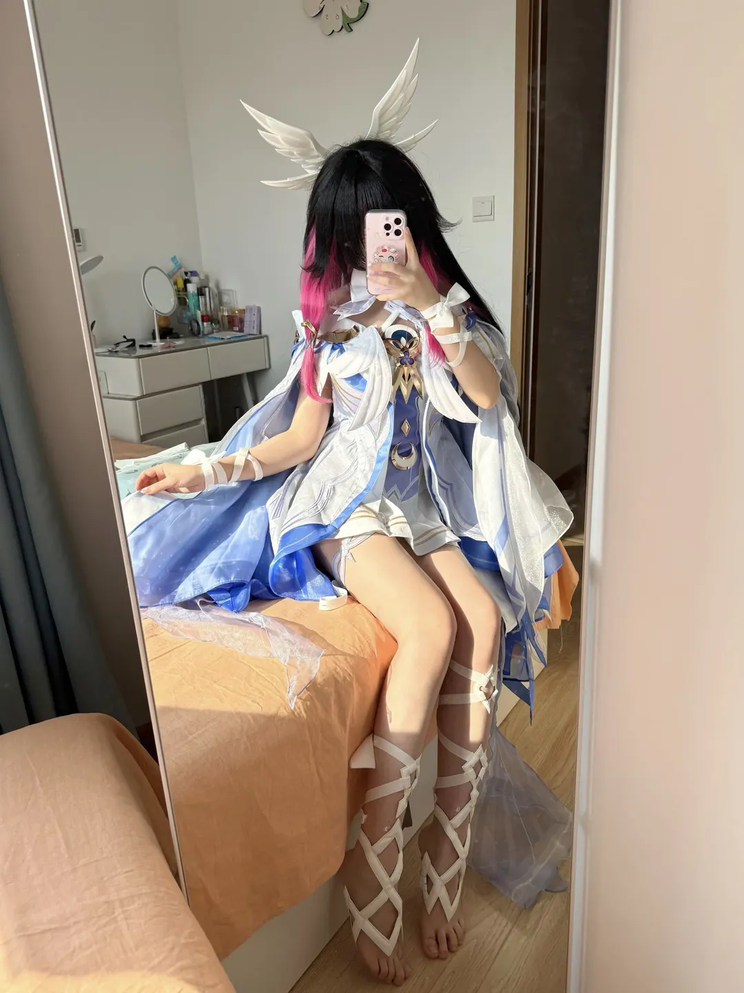 コロンビーナ コスプレ, 三分妄想, コスプレ試着, 仙女風コーデ, 陽光フィルター