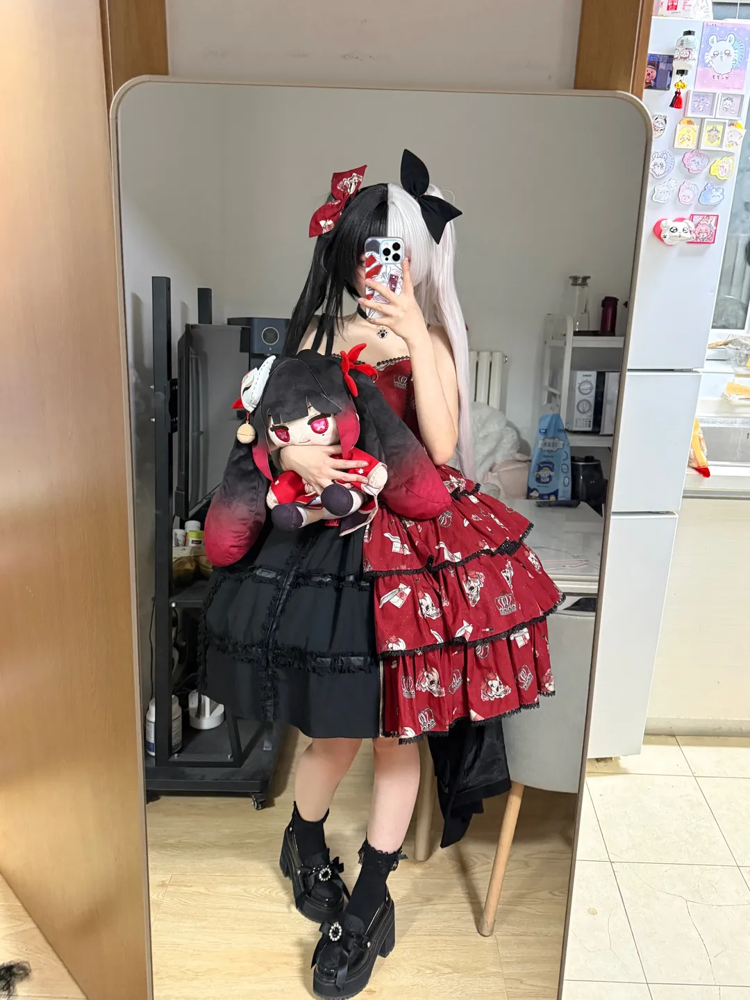 崩坏星穹铁道, 花火cos, cos试衣, 红黑撞色lo裙, 火花大会私设 - 第1张