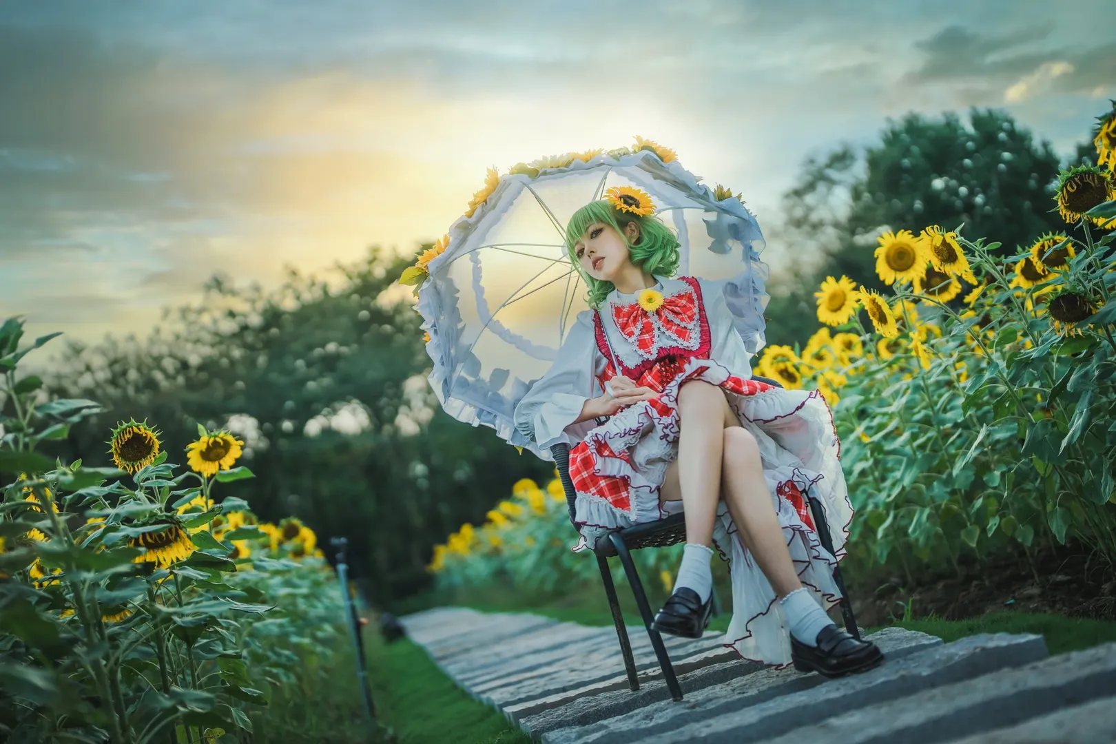 東方Project, コスプレ撮影, 杭州の撮影予約, 風見幽香コスプレ, ひまわりポートレート
