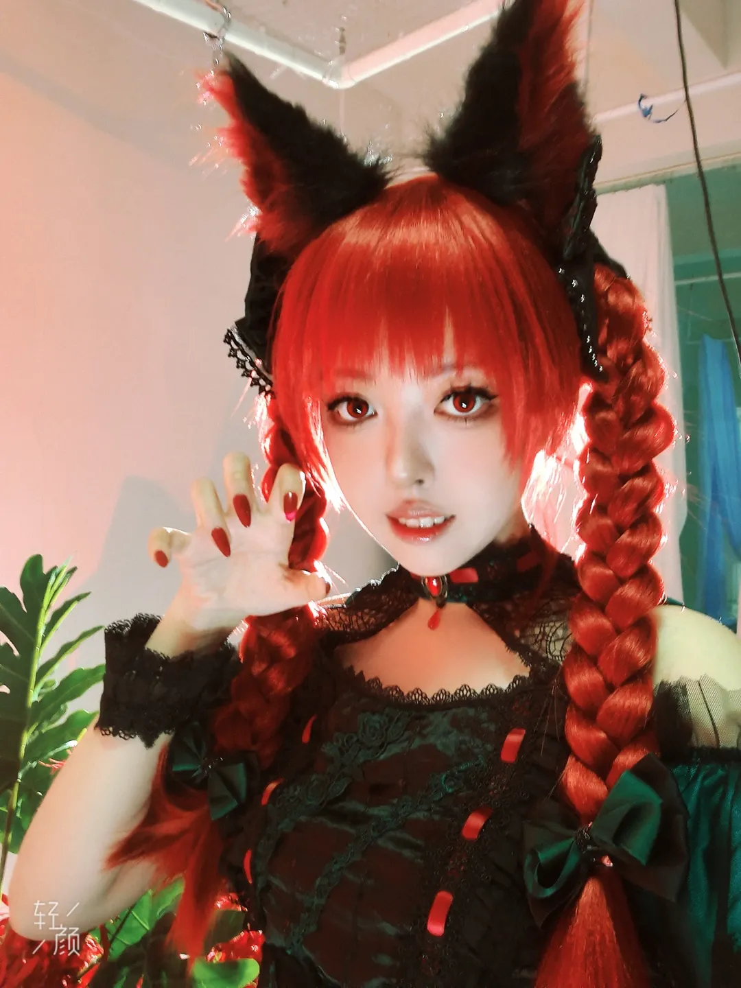 Touhou Project, Gothic style outfit, Kaenbyou Rin cosplay, Cosplay photography, Animal-eared girl