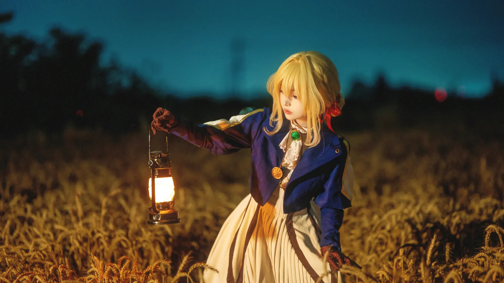 cosplay正片, 薇尔莉特cos, 紫罗兰永恒花园, 夜景cosplay, 麦田摄影