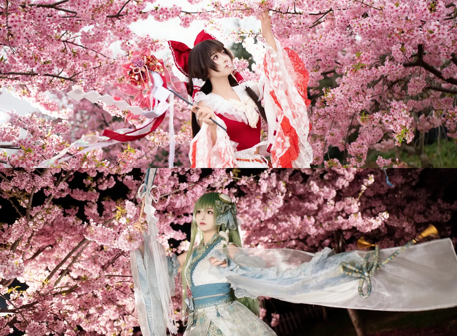 博丽灵梦cos, 东方project, 二次元cosplay, 东风谷早苗cos, 巫女组 - 第2张