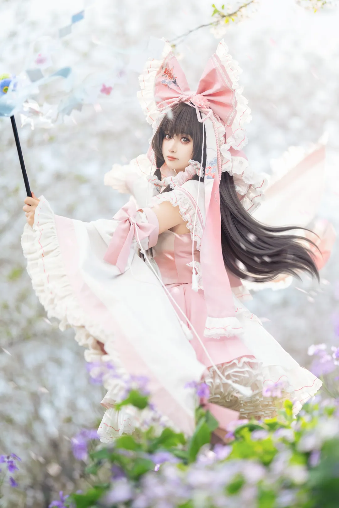 博麗霊夢コスプレ, 東方Project, 東方二次設定, 巫女服, 桜 コスプレ - 1枚目