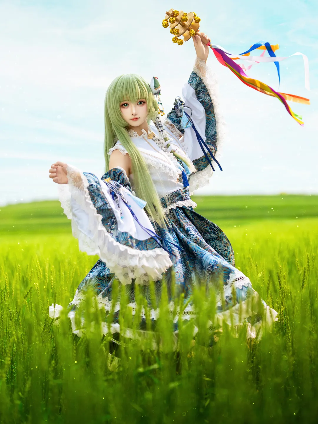 东方Project, Cosplay摄影, 东风谷早苗cos, 二次元Coser, 麦田外景 - 第1张