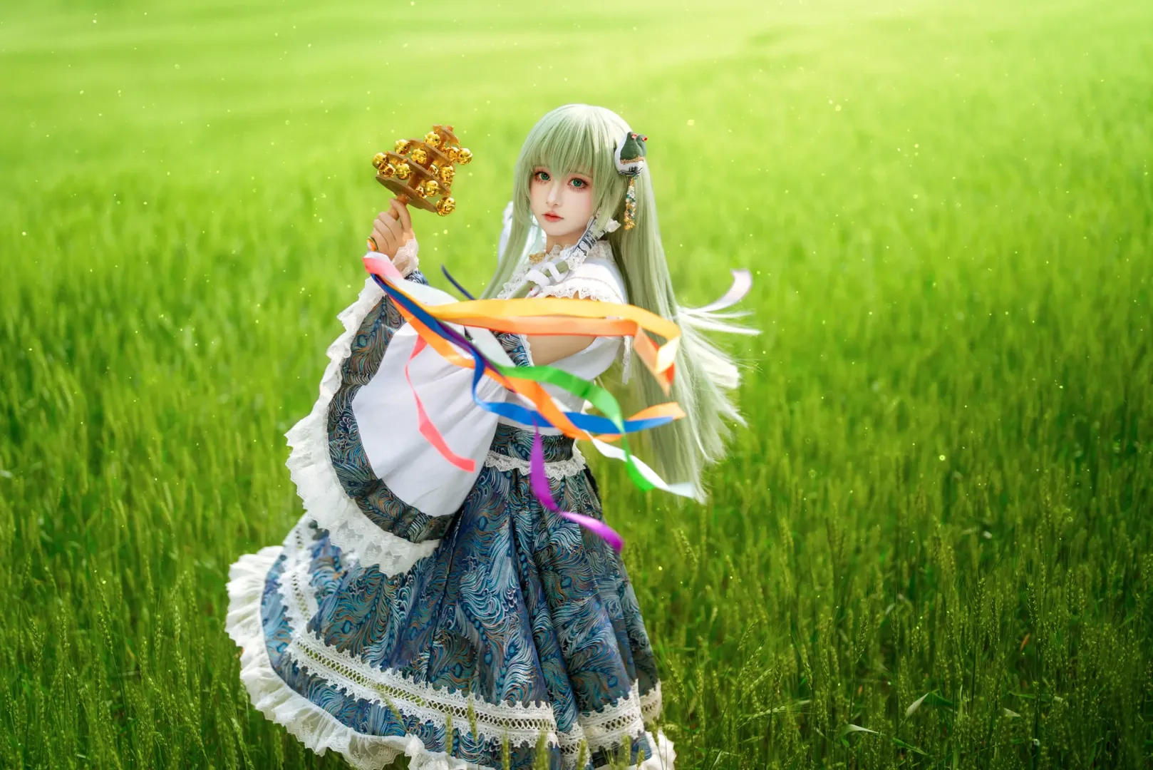 东方Project, Cosplay摄影, 东风谷早苗cos, 二次元Coser, 麦田外景 - 第6张