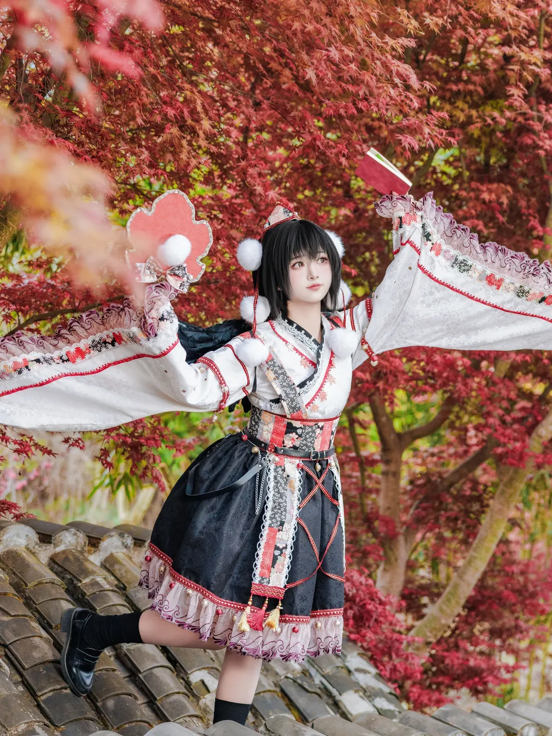 东方Project, Cosplay摄影, 射命丸文cos, 幻想乡天狗, 红枫外景 - 第2张