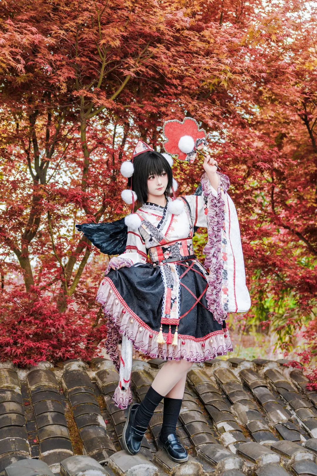 东方Project, Cosplay摄影, 射命丸文cos, 幻想乡天狗, 红枫外景 - 第4张