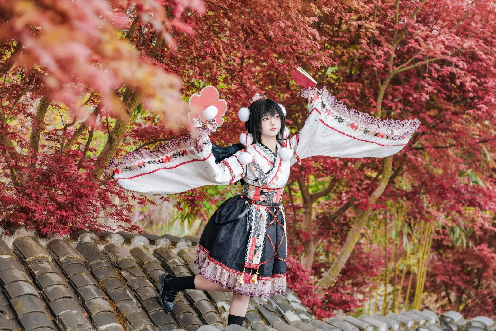 东方Project, Cosplay摄影, 射命丸文cos, 幻想乡天狗, 红枫外景 - 第6张