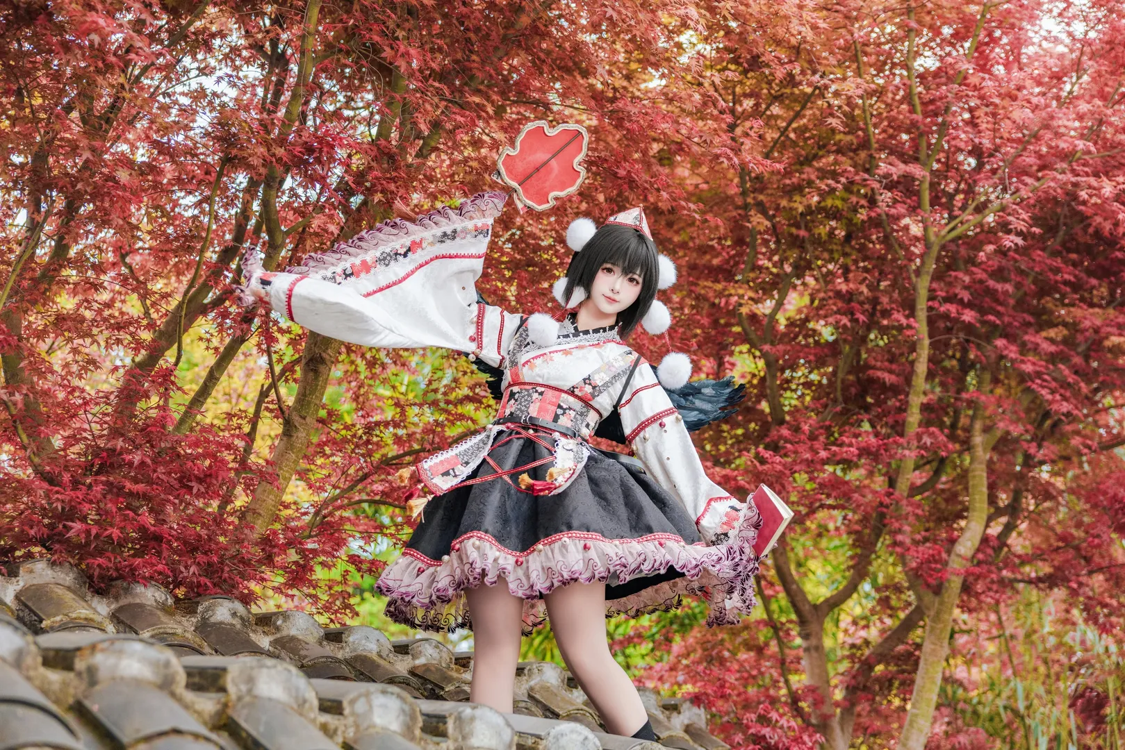 东方Project, Cosplay摄影, 射命丸文cos, 幻想乡天狗, 红枫外景 - 第7张