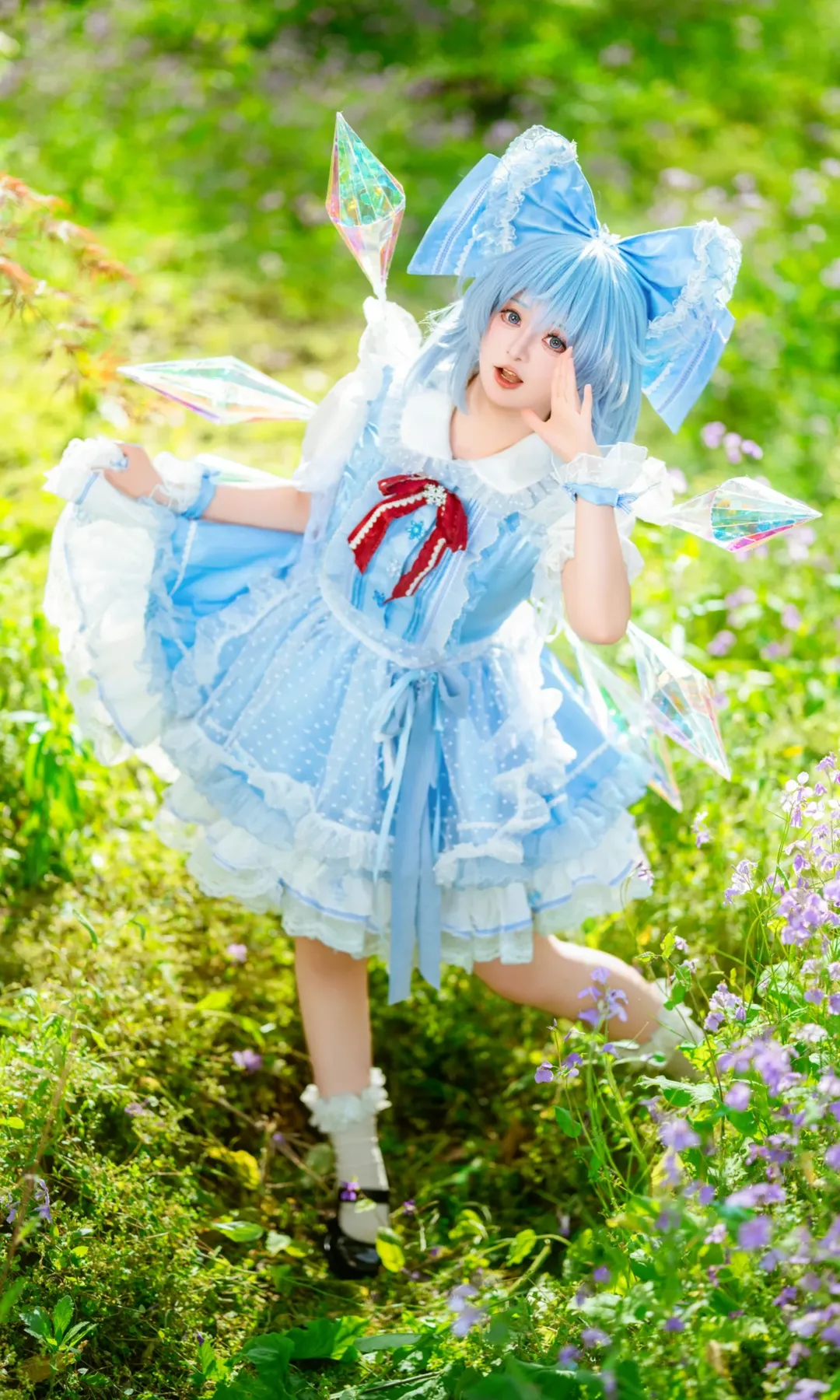 东方project, 二次元cosplay, 琪露诺cos, 户外人像, 洛丽塔穿搭