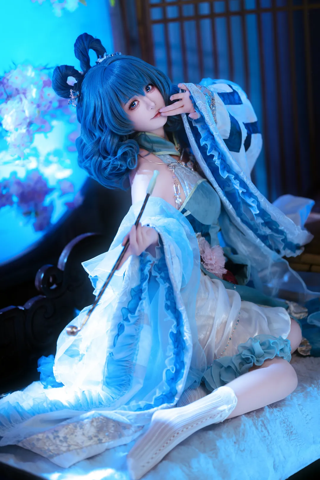 二次元摄影, 东方Project, 霍青娥cos, 国风cosplay, 蓝发角色cos - 第1张