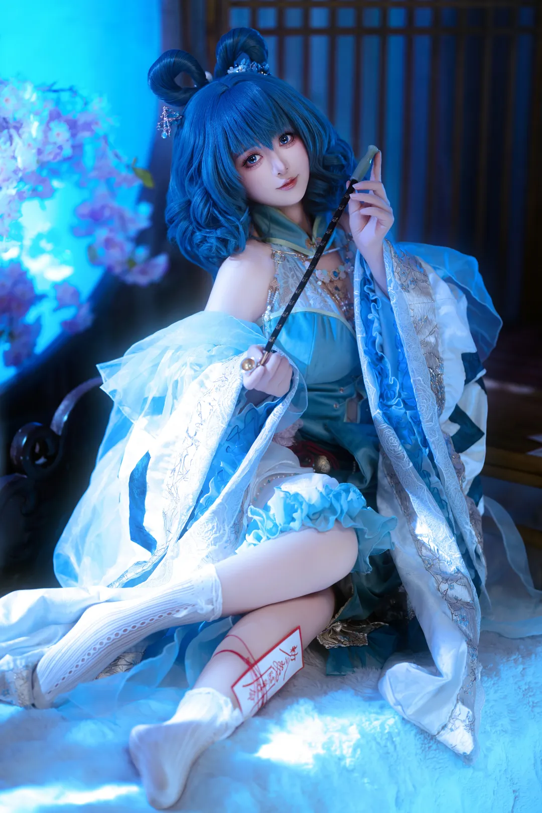 二次元摄影, 东方Project, 霍青娥cos, 国风cosplay, 蓝发角色cos