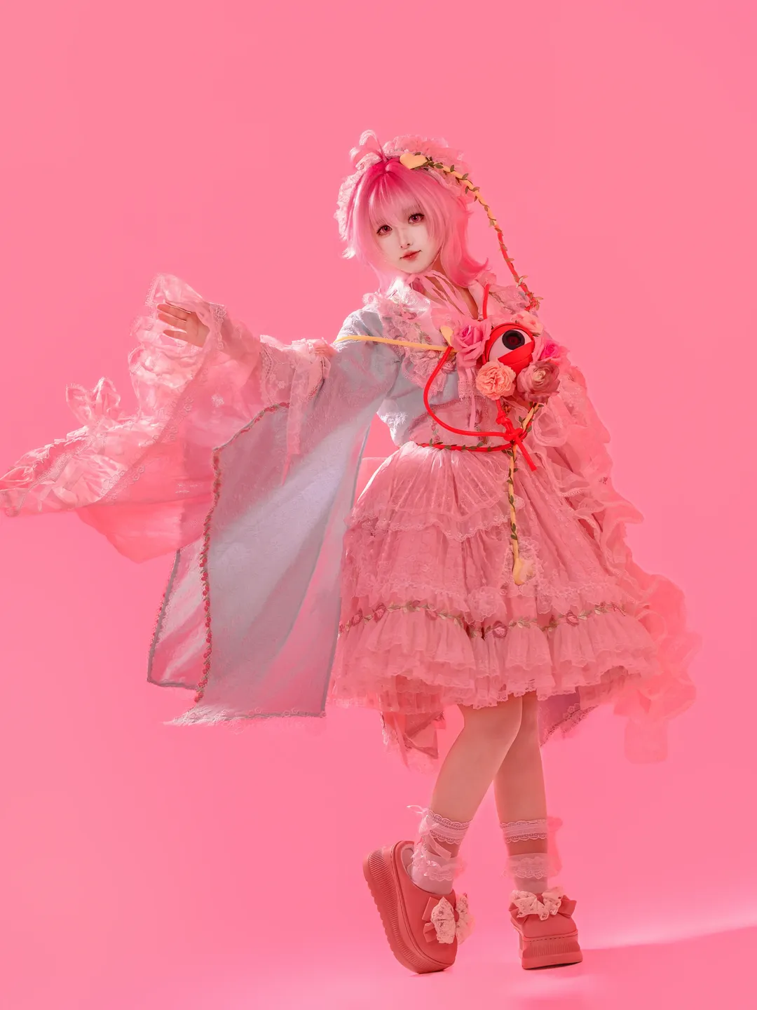 东方Project, 古明地觉cos, cosplay摄影, 粉色假发, 洛丽塔穿搭