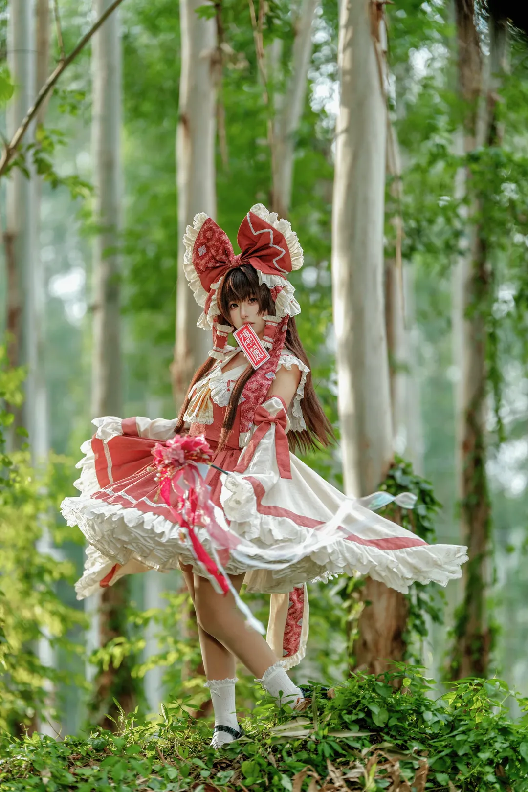 Anime-style photography, Reimu Hakurei Cosplay, Touhou Project, Cosplay pose reference, Official photoshoot - Image 7