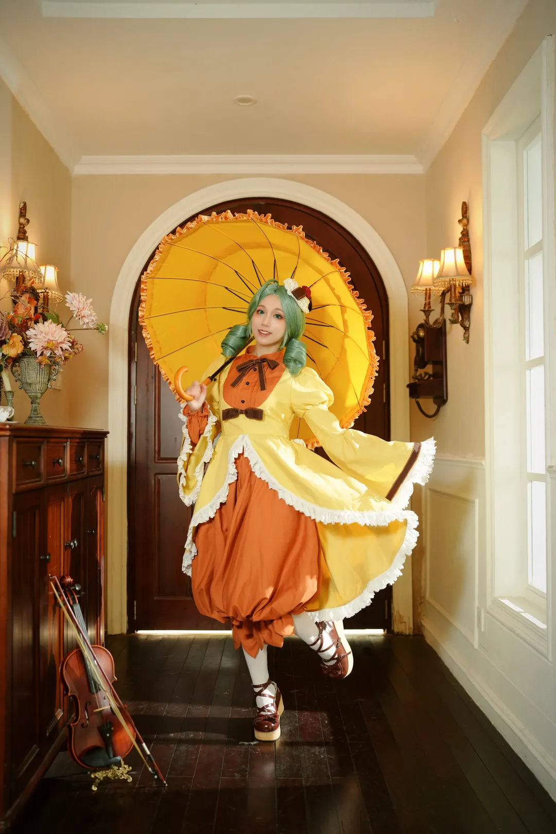二次元cos, cosplay穿搭, 蔷薇少女, 绿发假发, 金丝雀cos - 第1张