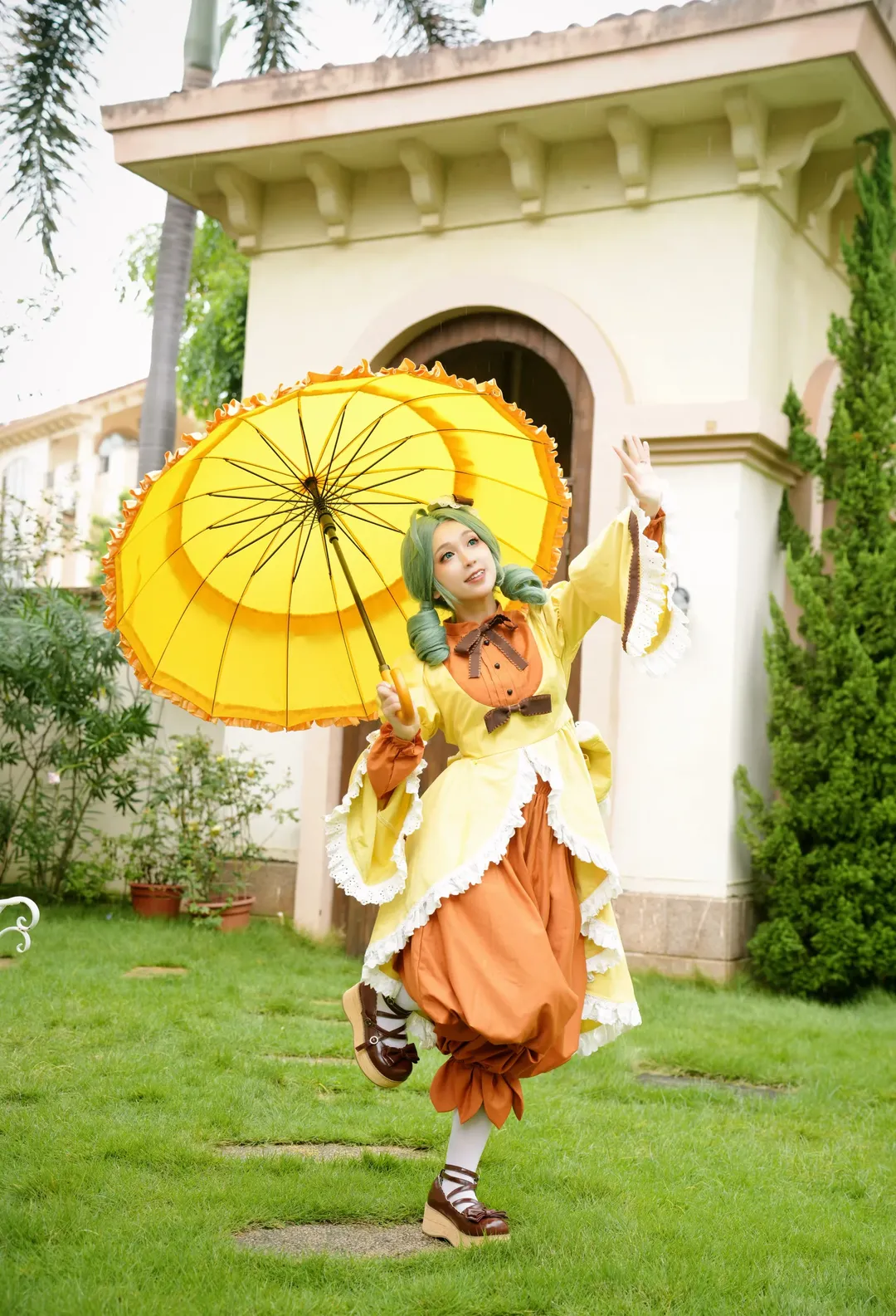 二次元cos, cosplay穿搭, 蔷薇少女, 绿发假发, 金丝雀cos - 第6张